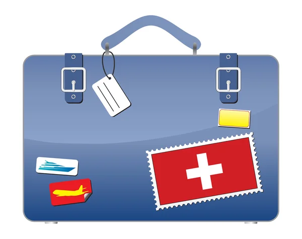 Podróż walizki flaga Szwajcarii — Wektor stockowy
