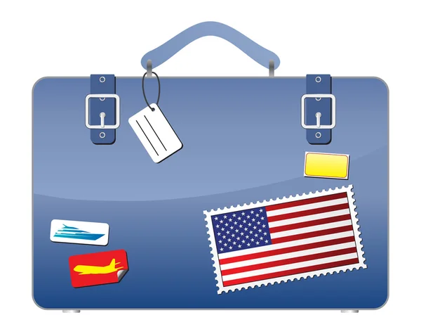 Reizen Koffer Usa Vlag — Stockvector