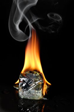 Burning ice cube clipart