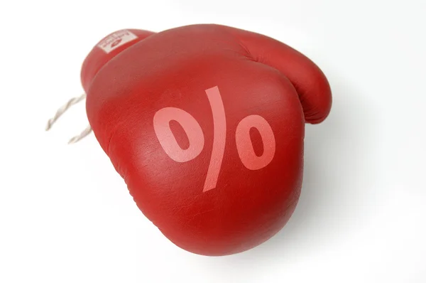 Red boxing glove percent — Stock Photo, Image