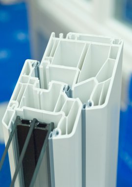 Cutaway model of a plastic window frame clipart