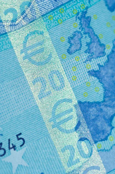 Sicherheitsmerkmale auf einem 20-Euro-Schein — Stockfoto