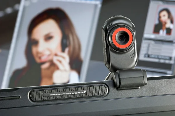 Webcam on a computer screen — Stock Photo, Image