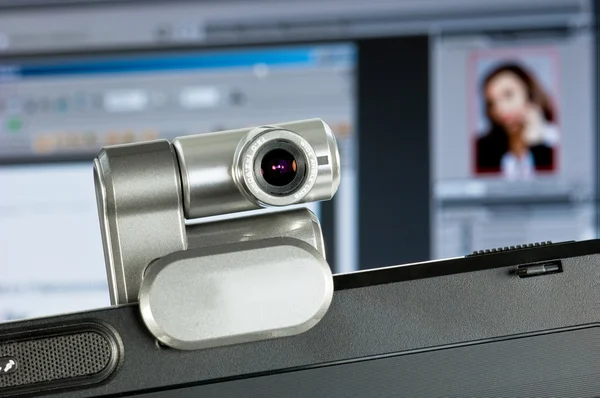 Webcam auf einem Computerbildschirm — Stockfoto