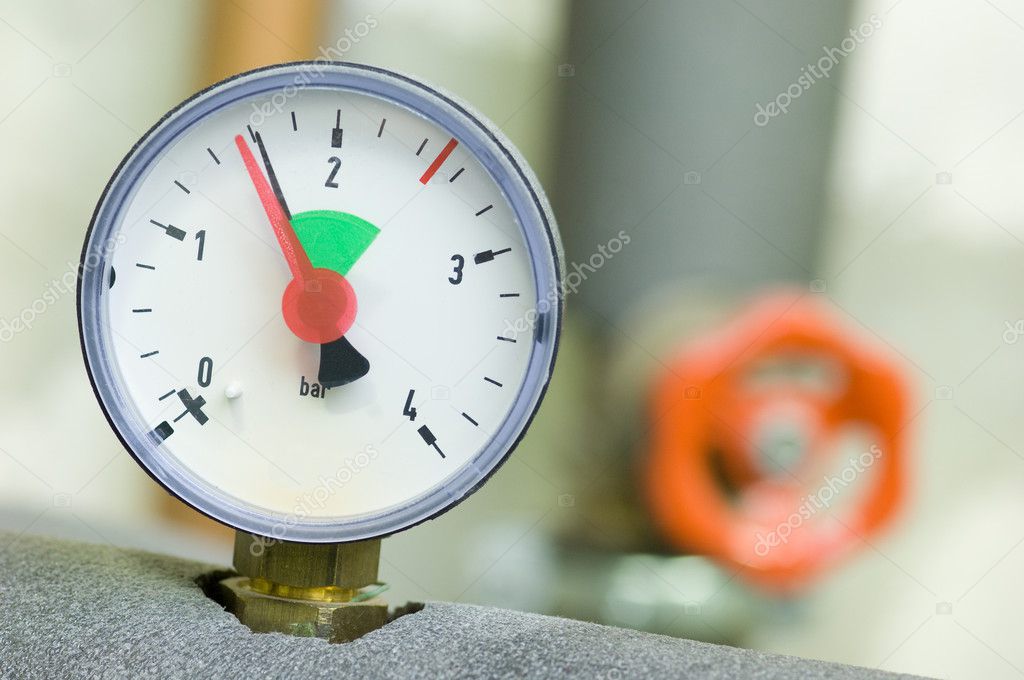 Pressure gauge on a boiler
