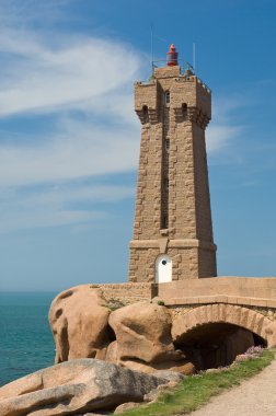 Deniz feneri erkekler-ruz cote de granit, brittany, Fransa ploumanach içinde