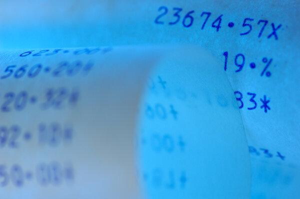 Paper strip of a calculating machine