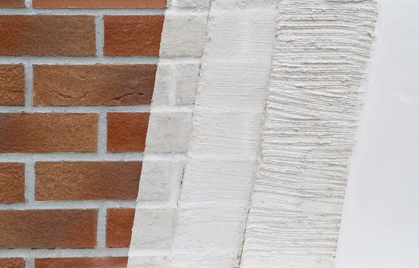 Próbki tynkowanie warstw w ścianie domu — Zdjęcie stockowe