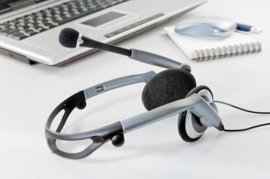 Headset with Laptop clipart