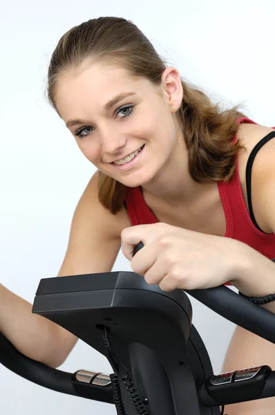 stock image Young sporty on a training bike