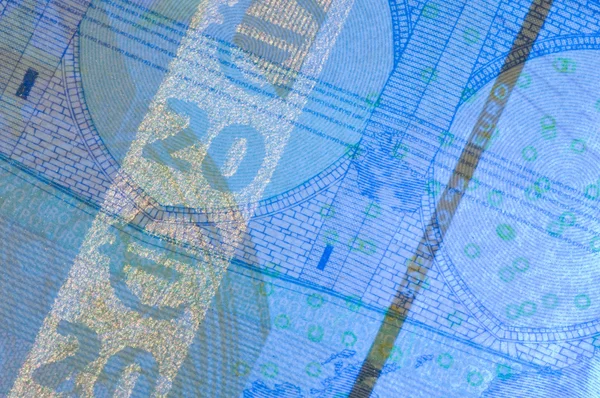 Security features on a 20-euro banknote — Stock Photo, Image
