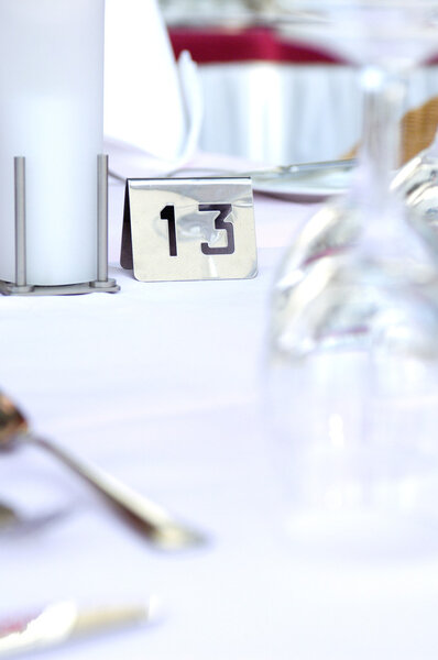Hotel dining table with number plate