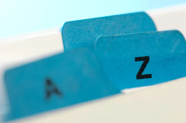 青のファイル カード、および z — ストック写真