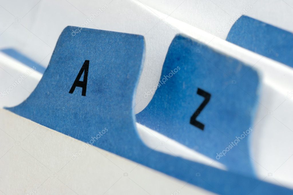Blue file cards A and Z