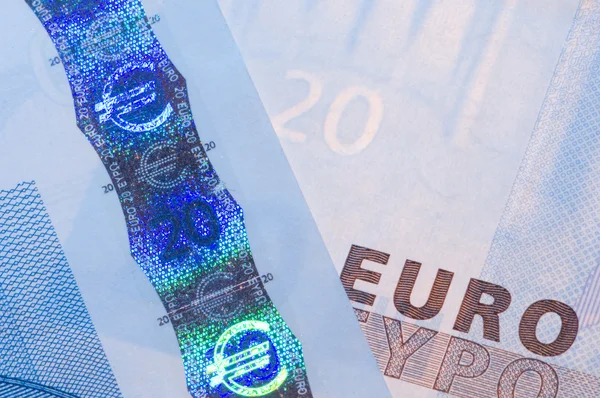Éléments de sécurité sur un billet de 20 euros — Photo