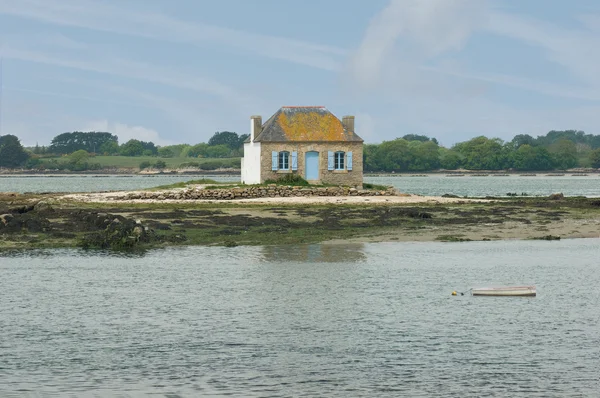 stock image Lonely little house on a small island