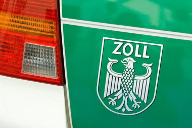 Label on a german customs officer car clipart