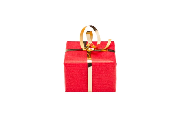 Caja de regalo de Navidad roja y dorada —  Fotos de Stock