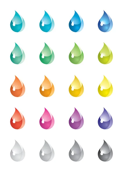 Una serie di gocce colorate — Vettoriale Stock