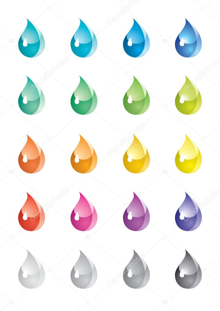 A set of colored drops