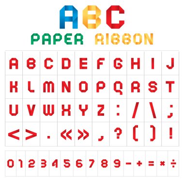 ABC colored font from paper tape clipart