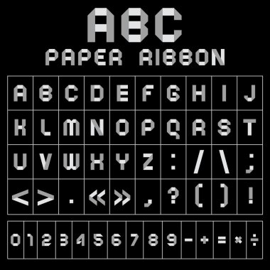 ABC gray font from paper tape clipart