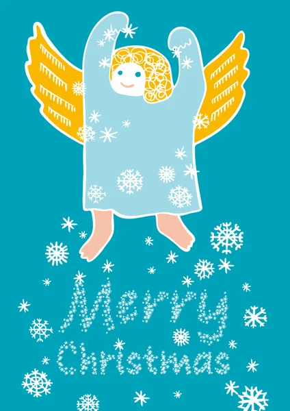 Angel with snowflakes — Stock Vector