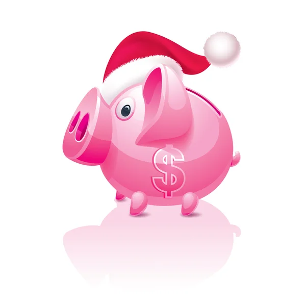 Karácsonyi malacpersely dollárjellel — Stock Vector