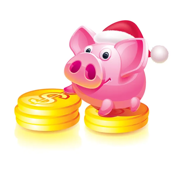 Guarda de banco porquinho de Ano Novo —  Vetores de Stock