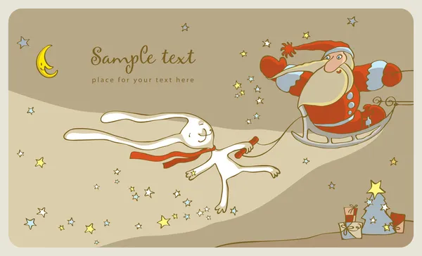 Beyaz Tavşan ve Noel Baba — Stok Vektör