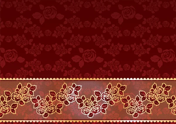 Roses en dentelle d'or — Image vectorielle
