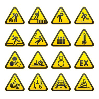 Set of Triangular Warning Hazard Signs clipart