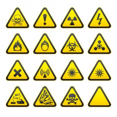 üçgen uyarı tehlike işaretleri kümesi