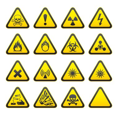 Set of Triangular Warning Hazard Signs clipart