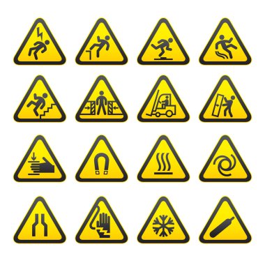 Set Simple of Triangular Warning Hazard Signs clipart