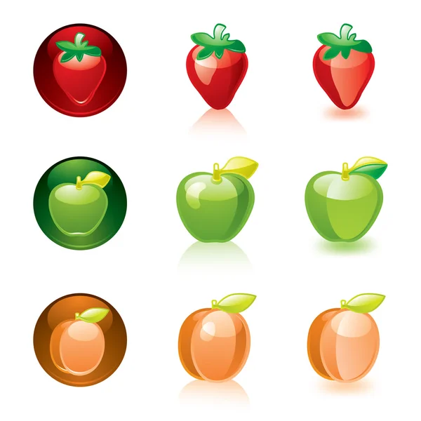 Jordgubb äpple aprikos — Stock vektor
