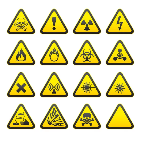 Set of Triangular Warning Hazard Signs — Stock Vector