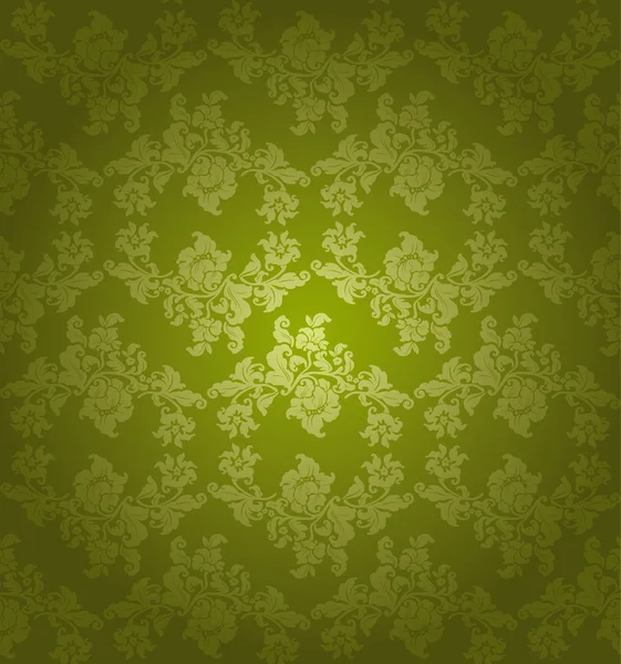 Adorno sin costuras floral, verde — Archivo Imágenes Vectoriales