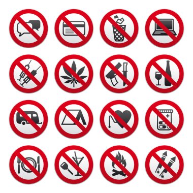 Set of Prohibited Signs clipart