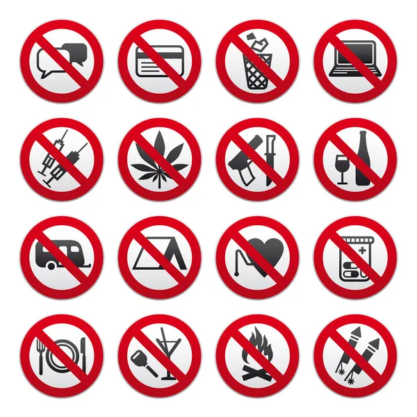 Set of Prohibited Signs — Stock Vector