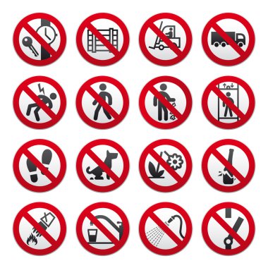 A set of signs prohibiting clipart