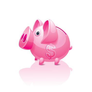 Piggy bank with a dollar sign clipart