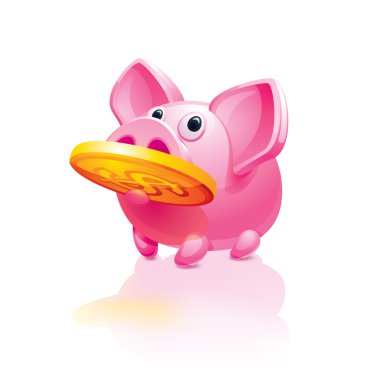 Piggy bank with a coin clipart