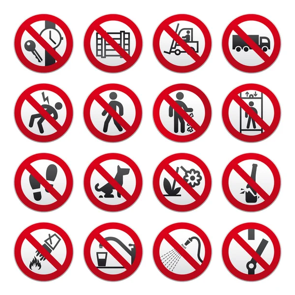 A set of signs prohibiting — Stock Vector