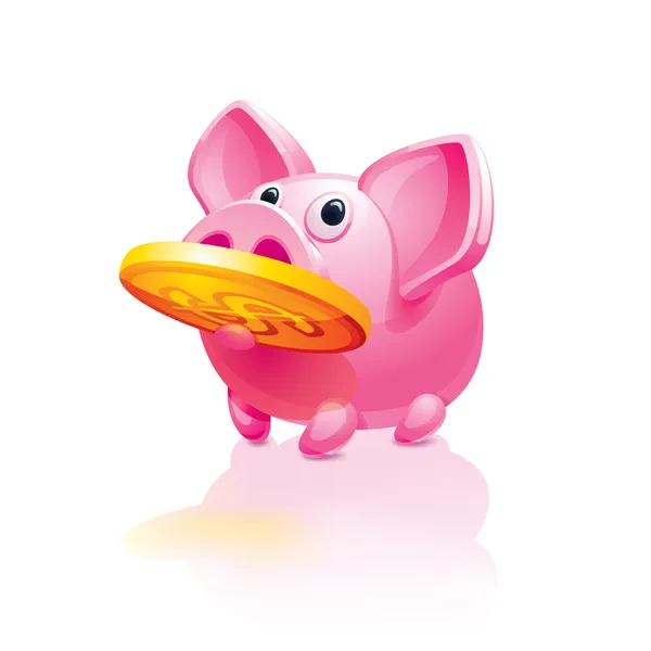stock vector Piggy bank with a coin