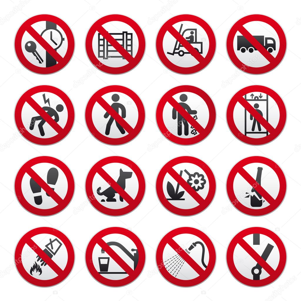 A set of signs prohibiting