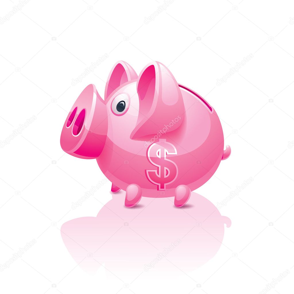 Piggy bank with a dollar sign