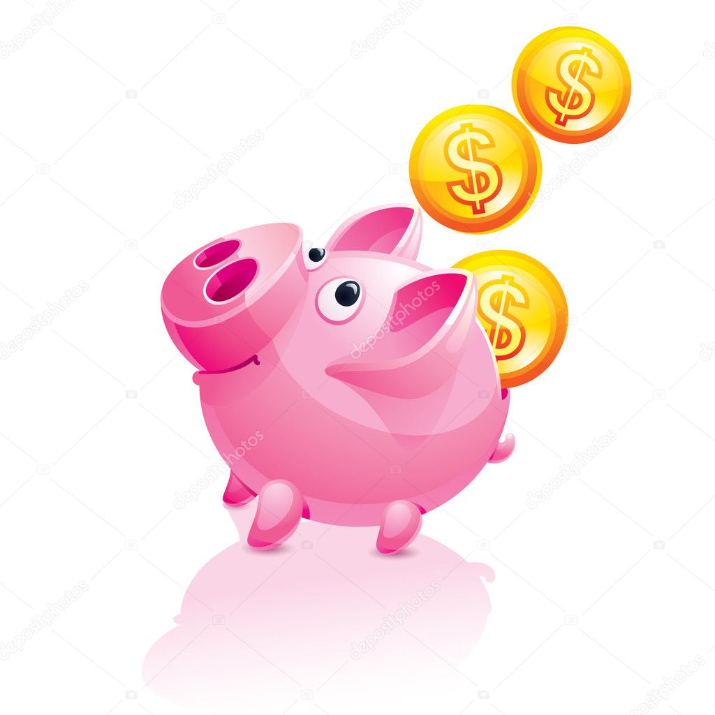 Piggy Bank and falling Money