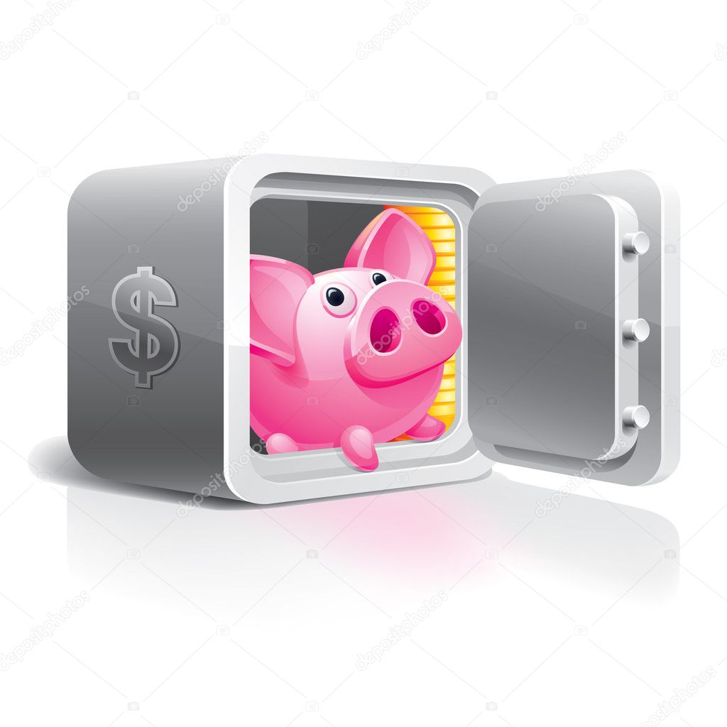 Piggy bank in a safe