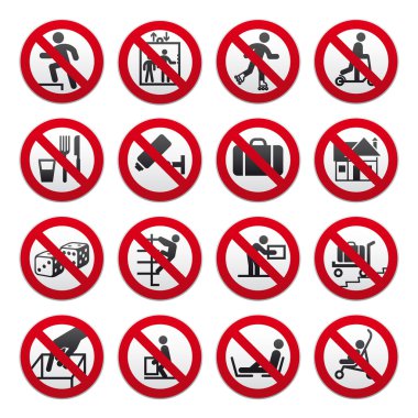 Prohibited signs, set clipart